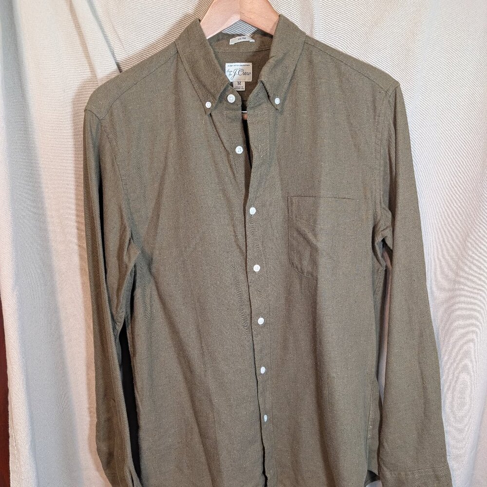 J Crew Button Shirt - Green - M Slim
